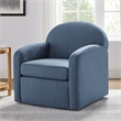 Pemberly Row Blue Polyester Fabric Swivel Barrel Accent Chair