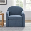 Pemberly Row Blue Polyester Fabric Swivel Barrel Accent Chair