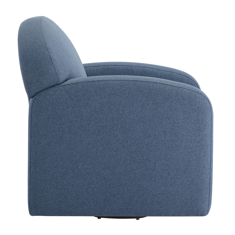 Pemberly Row Blue Polyester Fabric Swivel Barrel Accent Chair