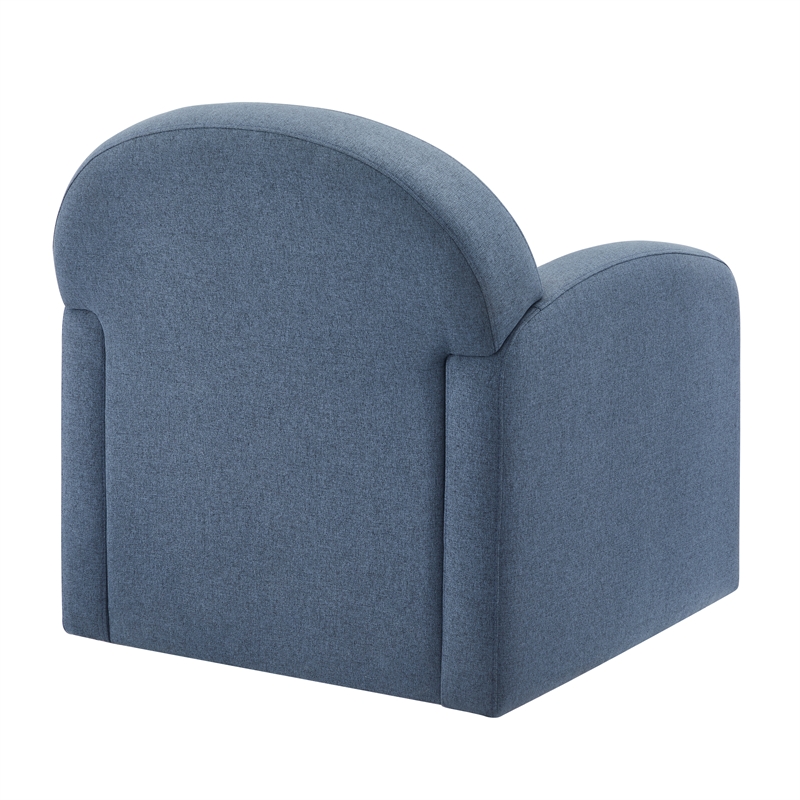 Pemberly Row Blue Polyester Fabric Swivel Barrel Accent Chair