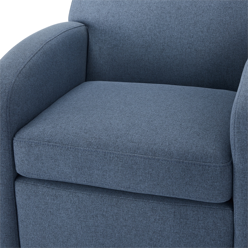 Pemberly Row Blue Polyester Fabric Swivel Barrel Accent Chair