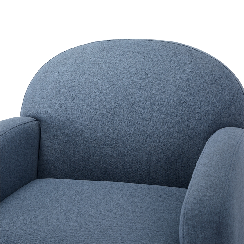 Pemberly Row Blue Polyester Fabric Swivel Barrel Accent Chair