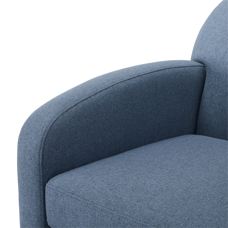 Pemberly Row Blue Polyester Fabric Swivel Barrel Accent Chair