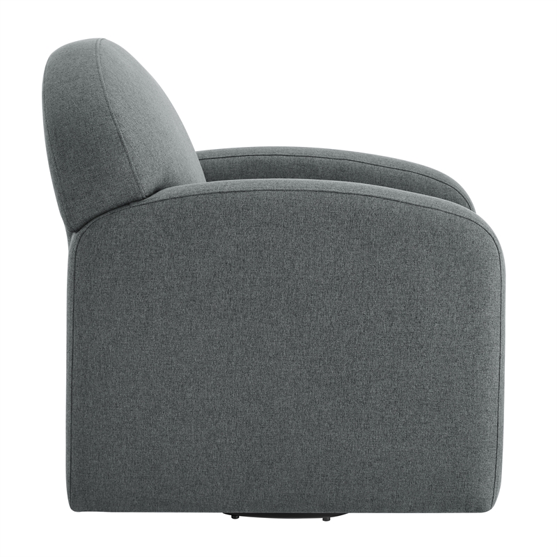 Pemberly Row Gray Polyester Fabric Swivel Barrel Accent Chair