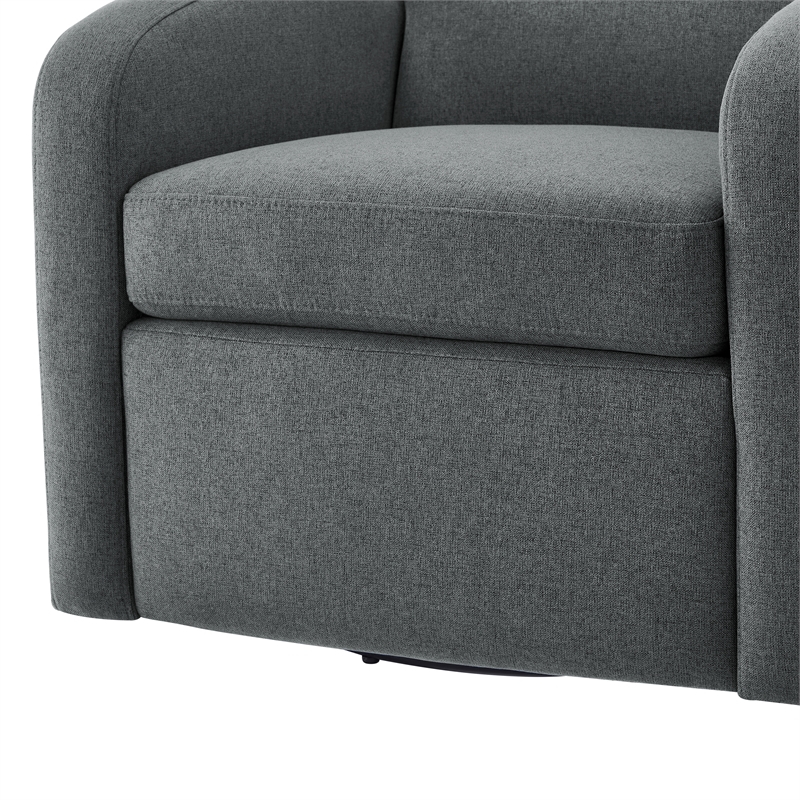 Pemberly Row Gray Polyester Fabric Swivel Barrel Accent Chair