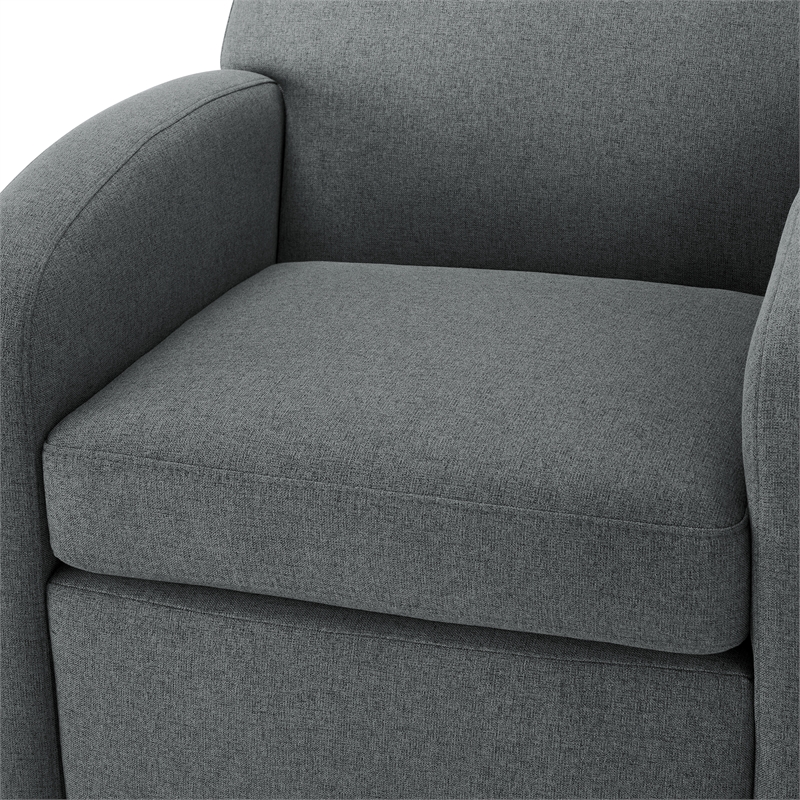 Pemberly Row Gray Polyester Fabric Swivel Barrel Accent Chair