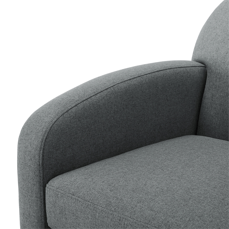 Pemberly Row Gray Polyester Fabric Swivel Barrel Accent Chair