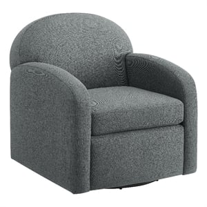 Pemberly Row Gray Polyester Fabric Swivel Barrel Accent Chair