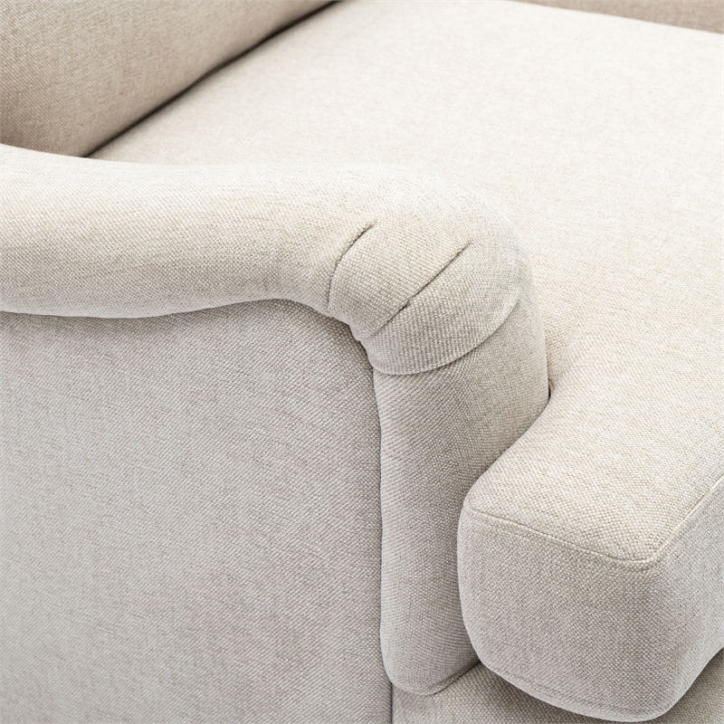 Pemberly Row Beige Fabric Upholstered Accent Chair and Ottoman