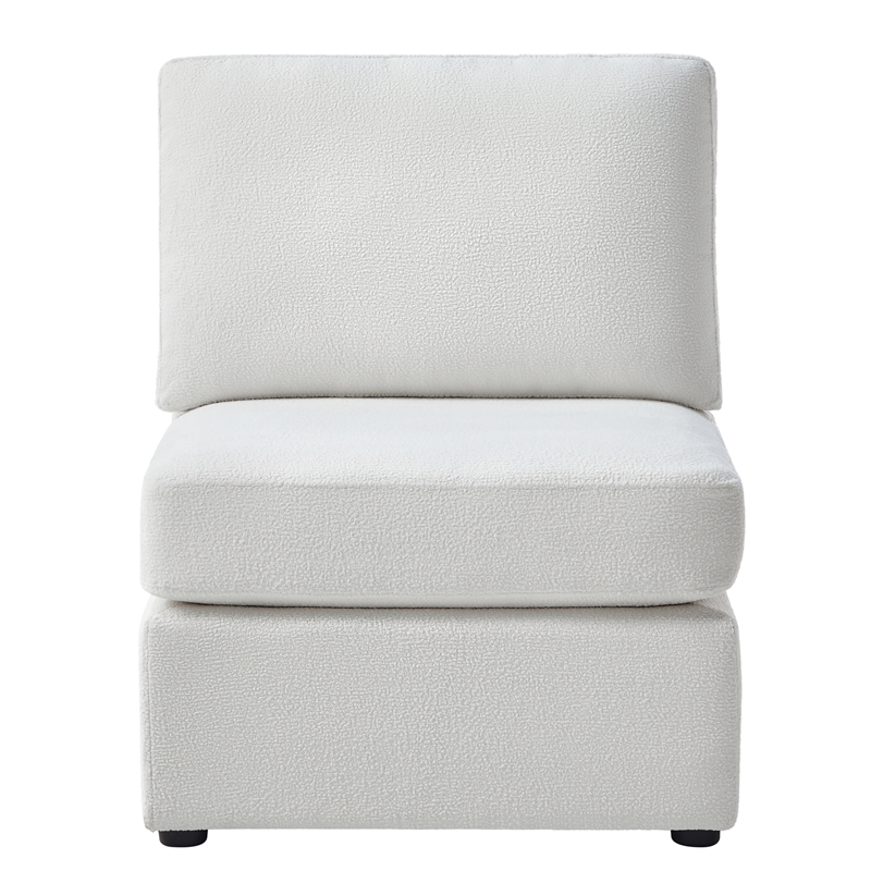 Pemberly Row Contemporary Ivory Performance Fabric Armless Chair