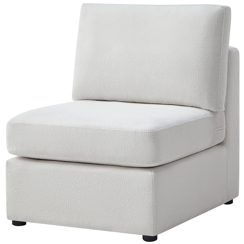 Pemberly Row Contemporary Ivory Performance Fabric Armless Chair