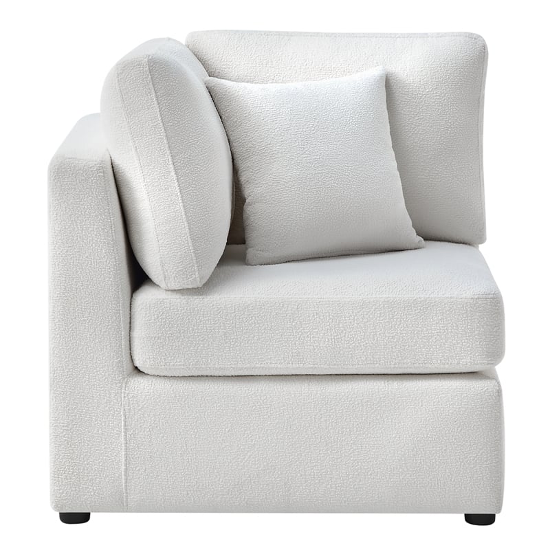 Pemberly Row Ivory Performance Fabric Corner Wedge Accent Chair