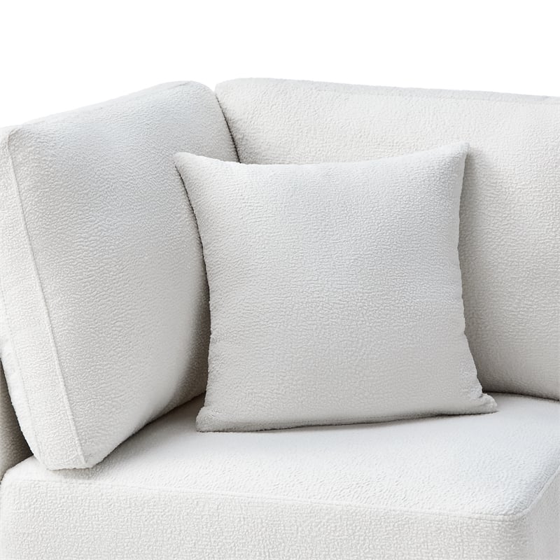 Pemberly Row Ivory Performance Fabric Corner Wedge Accent Chair