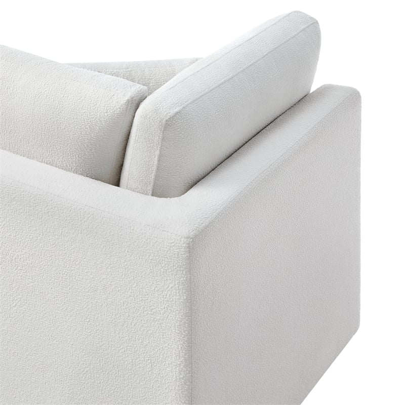 Pemberly Row Ivory Performance Fabric Corner Wedge Accent Chair