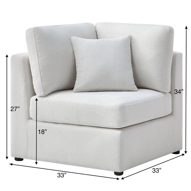 Pemberly Row Ivory Performance Fabric Corner Wedge Accent Chair