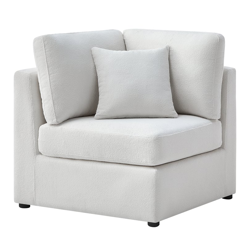 Pemberly Row Ivory Performance Fabric Corner Wedge Accent Chair