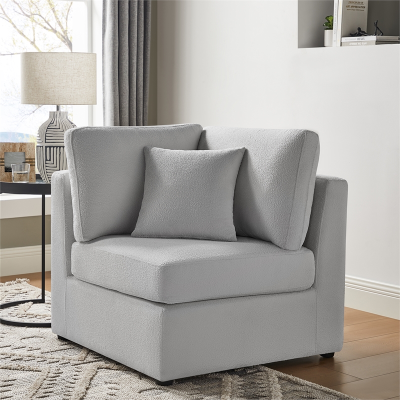 Pemberly Row Gray Performance Fabric Corner Wedge Accent Chair