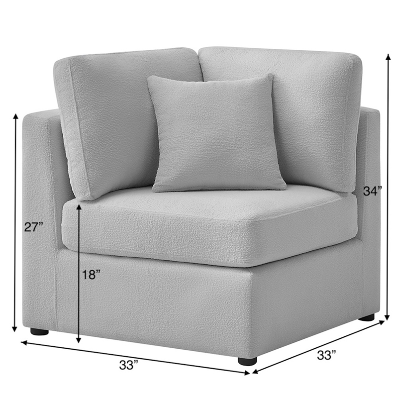 Pemberly Row Gray Performance Fabric Corner Wedge Accent Chair