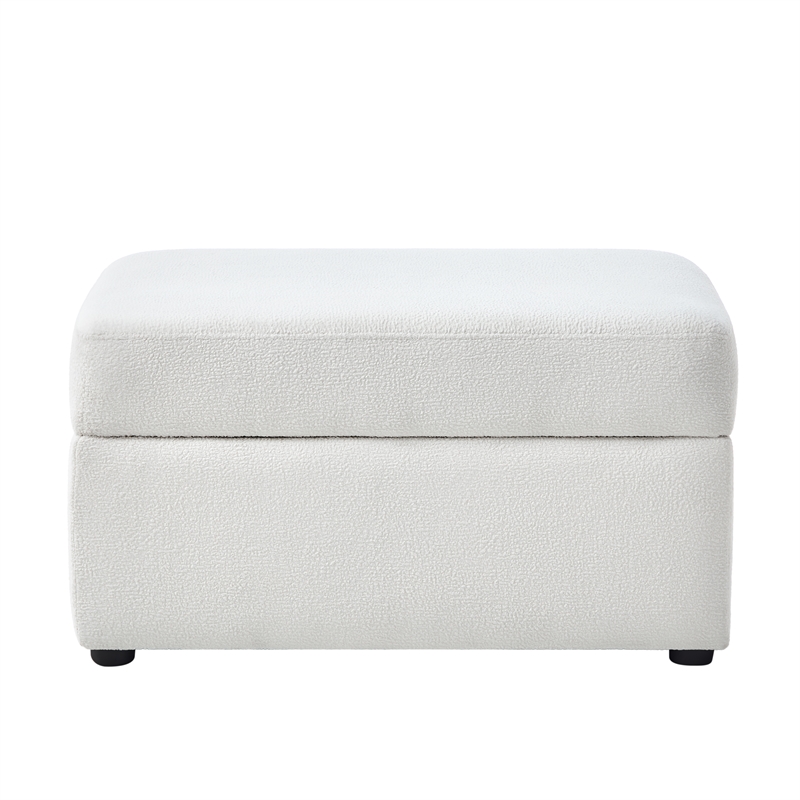 Pemberly Row Contemporary Ivory Performance Fabric Storage Ottoman