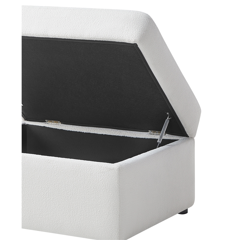 Pemberly Row Contemporary Ivory Performance Fabric Storage Ottoman