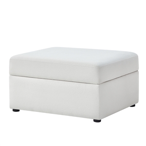 Pemberly Row Contemporary Ivory Performance Fabric Storage Ottoman
