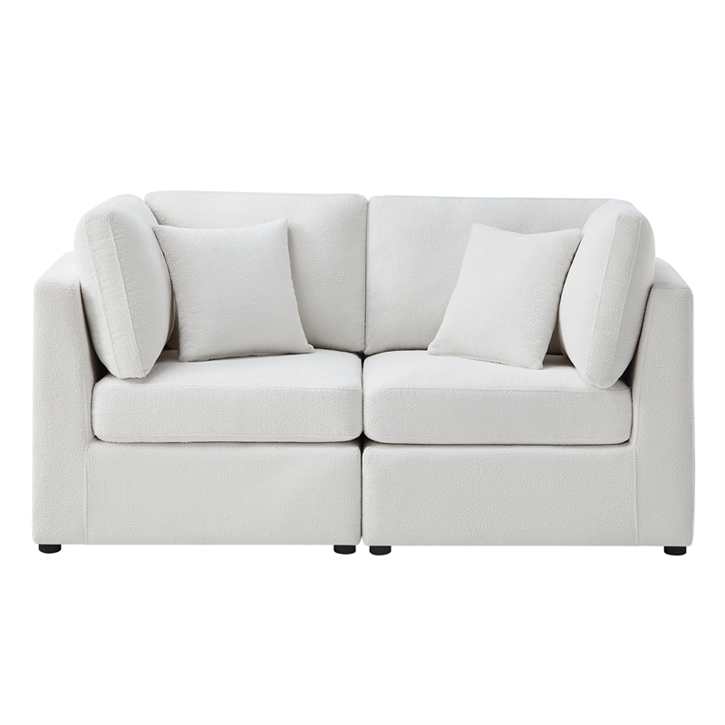 Pemberly Row Contemporary Ivory Performance Fabric 2-Piece Sofa