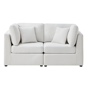 Pemberly Row Contemporary Ivory Performance Fabric 2-Piece Sofa