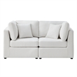 Pemberly Row Contemporary Ivory Performance Fabric 2-Piece Sofa