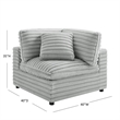 Pemberly Row Corner Wedge Accent Chair in Plush Cord-like Gray Fabric