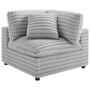 Pemberly Row Corner Wedge Accent Chair in Plush Cord-like Gray Fabric