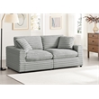 Pemberly Row Contemporary 2-piece Sofa in Plush Gray Cord-like Fabric