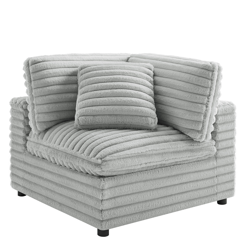 Pemberly Row Contemporary 2-piece Sofa in Plush Gray Cord-like Fabric