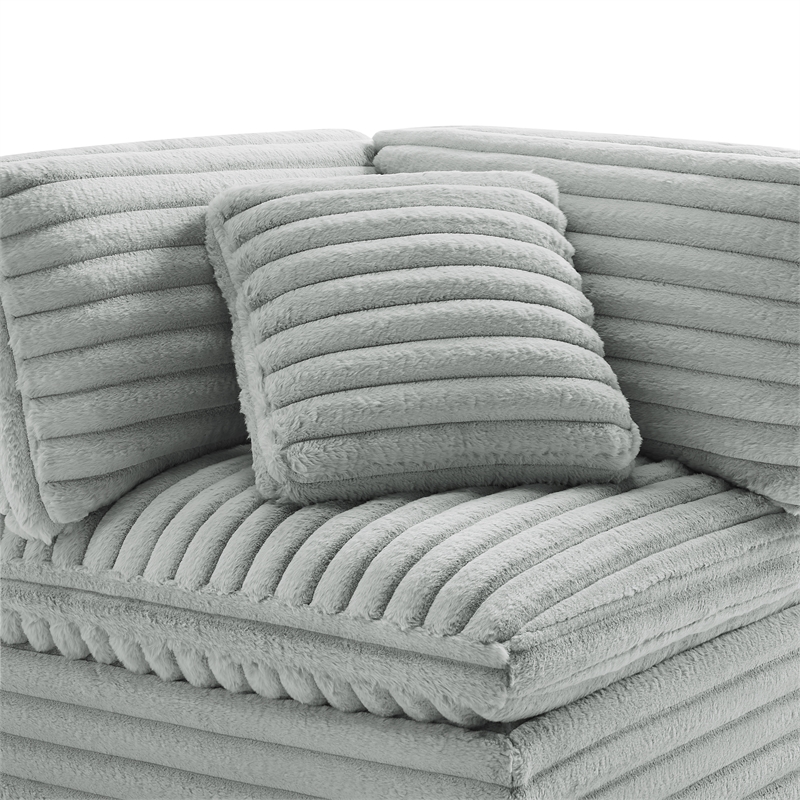 Pemberly Row Contemporary 2-piece Sofa in Plush Gray Cord-like Fabric