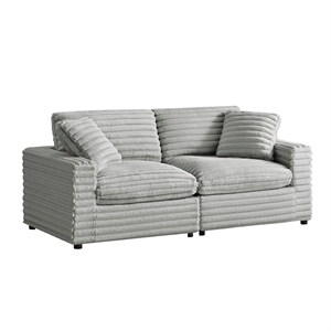 Pemberly Row Contemporary 2-piece Sofa in Plush Gray Cord-like Fabric