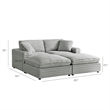 Pemberly Row 4-piece Chofa Sectional in Plush Gray Cord-like Fabric