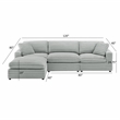 Pemberly Row 4-piece XL Chofa Sectional in Plush Gray Cord-like Fabric
