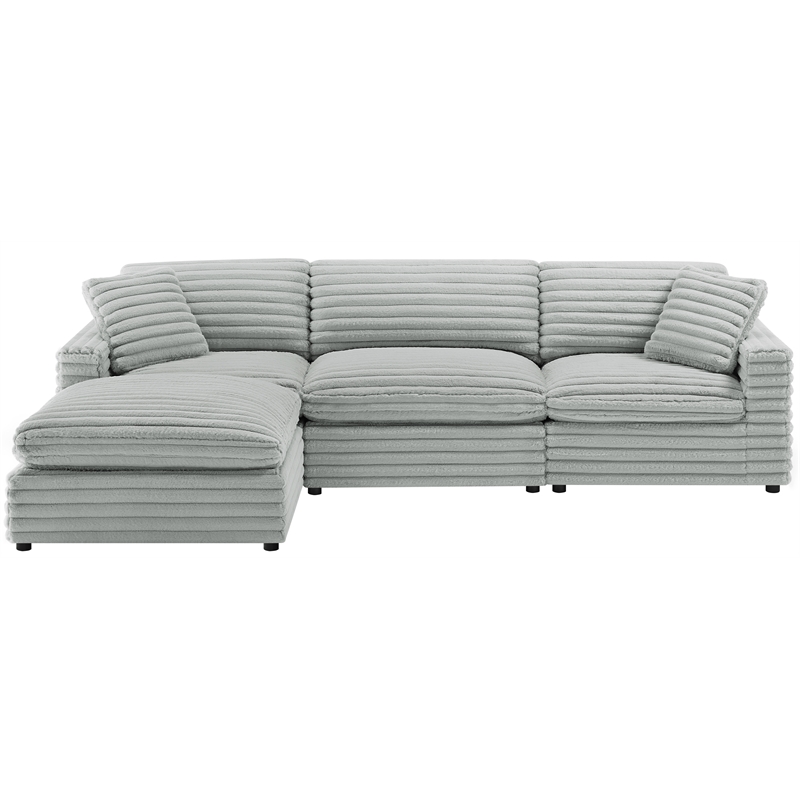 Pemberly Row 4-piece XL Chofa Sectional in Plush Gray Cord-like Fabric