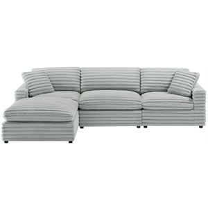 Pemberly Row 4-piece XL Chofa Sectional in Plush Gray Cord-like Fabric