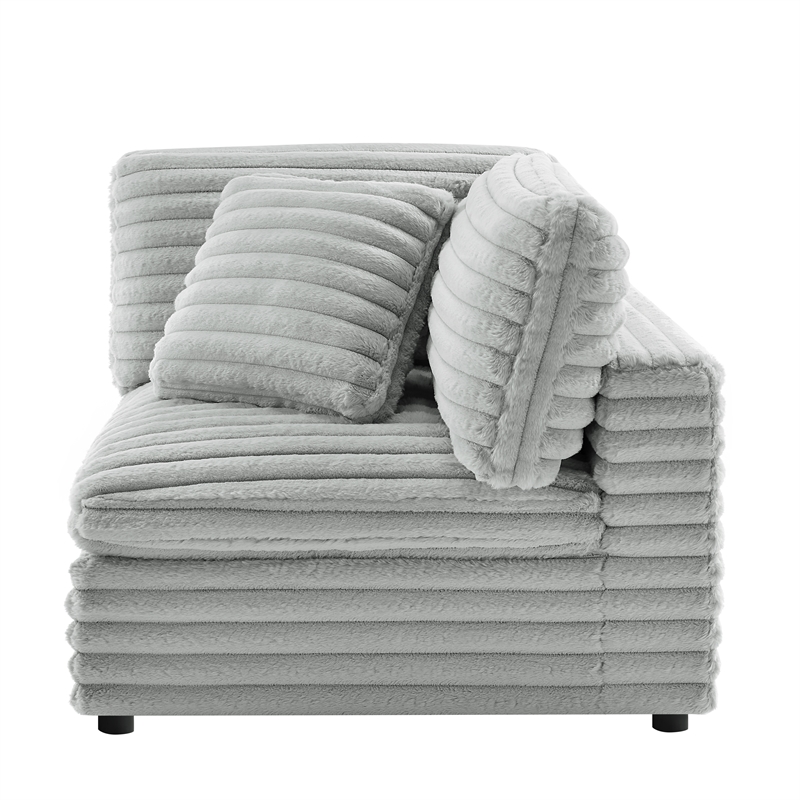 Pemberly Row 4-piece XL Chofa Sectional in Plush Gray Cord-like Fabric