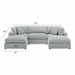 Pemberly Row 5-piece XL Chofa Sectional in Plush Gray Cord-like Fabric