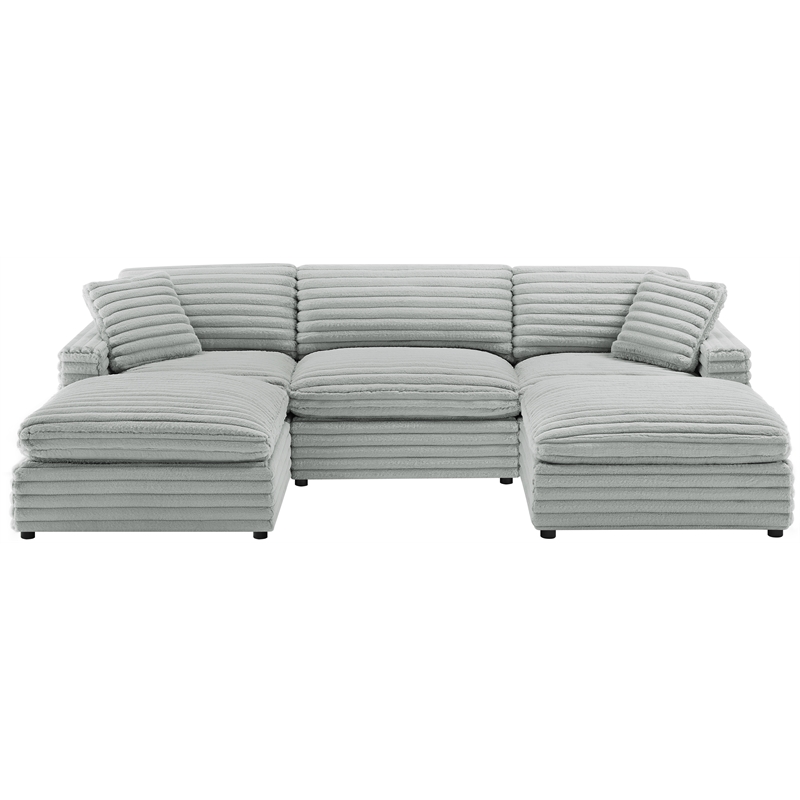 Pemberly Row 5-piece XL Chofa Sectional in Plush Gray Cord-like Fabric