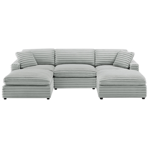 Pemberly Row 5-piece XL Chofa Sectional in Plush Gray Cord-like Fabric