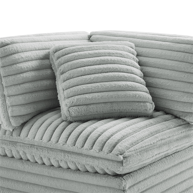 Pemberly Row 5-piece XL Chofa Sectional in Plush Gray Cord-like Fabric