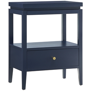 Pemberly Row Midnight Blue Wood 1-Drawer Nightstand with Floating Top