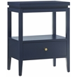 Pemberly Row Midnight Blue Wood 1-Drawer Nightstand with Floating Top