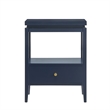 Pemberly Row Midnight Blue Wood 1-Drawer Nightstand with Floating Top