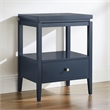 Pemberly Row Midnight Blue Wood 1-Drawer Nightstand with Floating Top