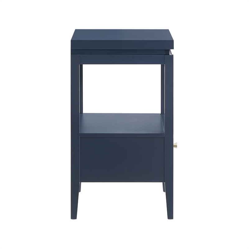 Pemberly Row Midnight Blue Wood 1-Drawer Nightstand with Floating Top