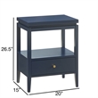 Pemberly Row Midnight Blue Wood 1-Drawer Nightstand with Floating Top