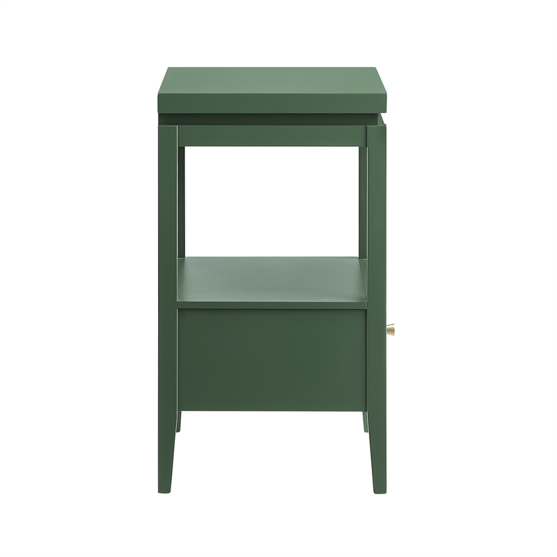 Pemberly Row Vintage Green Wood 1-Drawer Nightstand with Floating Top